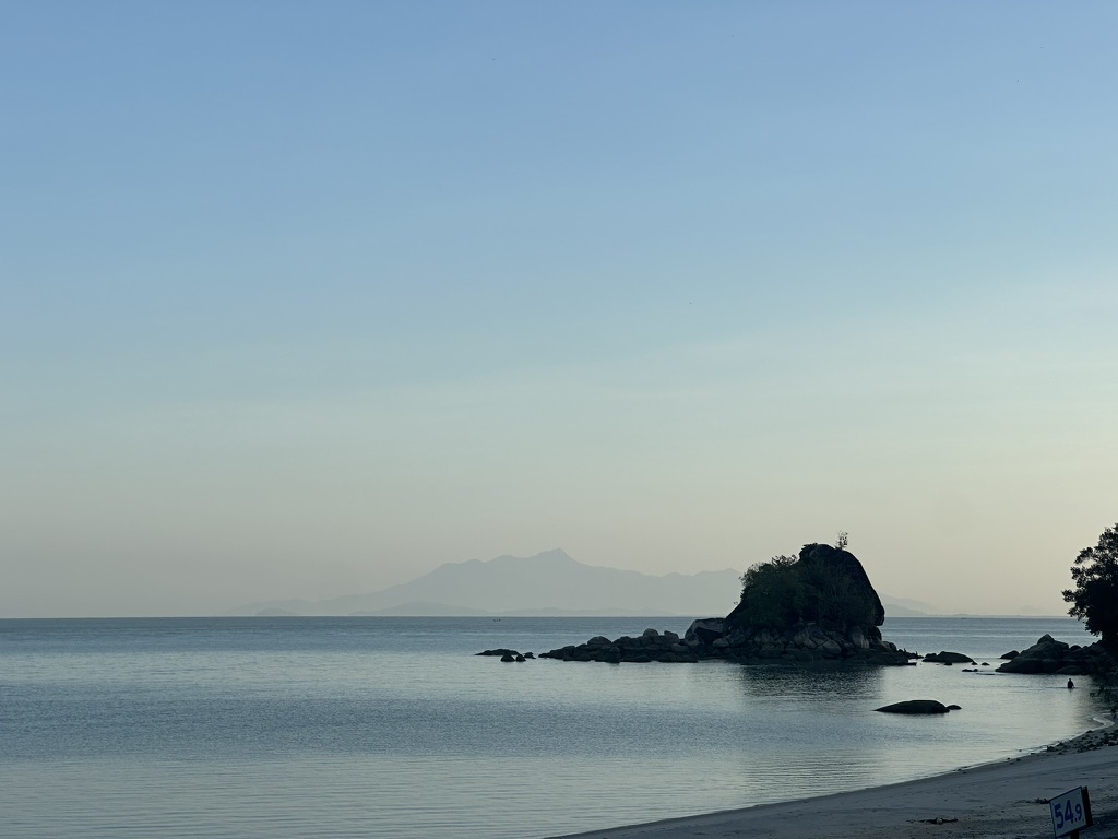 Penang coast near Batu Ferringhi, from the road on my morning bike ride