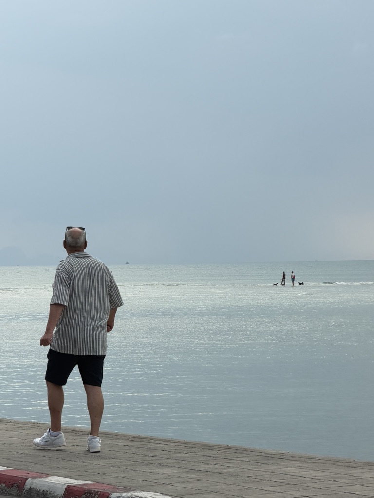 Watching the hazy sea from the promenade