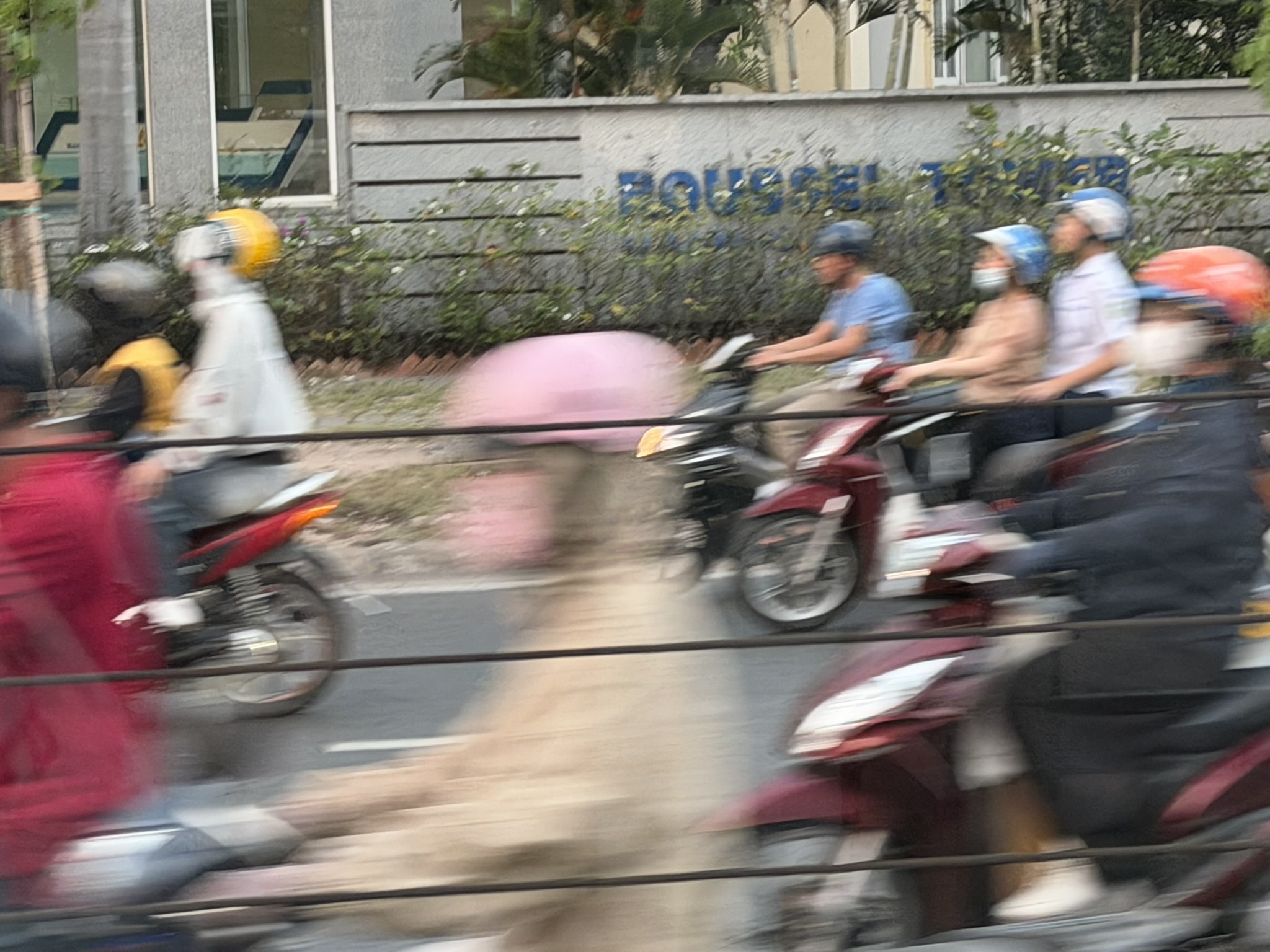 Motorbikes streaming past in motion blur